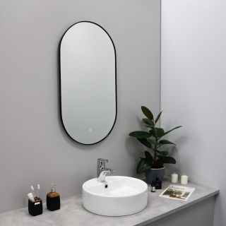 Зеркало FIXSEN с подсветкой LED овальное 50х90 см черное (FX-3090B)